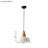 Modern Nordic Restaurant Pendant Ceiling Light With White Finish And Iron Bowl Shade