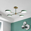 Modern Nordic Round Chandelier Pendant Light Metallic Hanging Fixture For Living Room 4 / Green