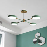 Modern Nordic Round Chandelier Pendant Light Metallic Hanging Fixture For Living Room 4 / Green