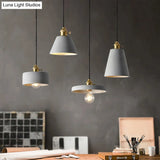 Modern Nordic Single-Bulb Grey Horn Shaped Ceiling Pendant With Cement Shade