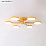 Modern Nordic Snowflake Ceiling Lamp - Semi Flush Mount 6-Head Metal Light For Dining Room Yellow /