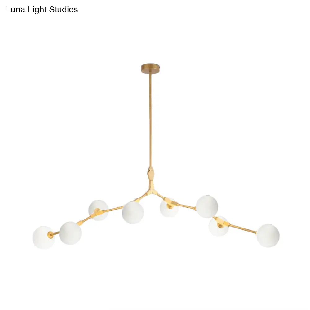 Modern Nordic Style Opal Glass Branch Hanging Lamp With Gold Chandelier Light - 5/6/7 Lights