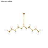 Modern Nordic Style Opal Glass Branch Hanging Lamp With Gold Chandelier Light - 5/6/7 Lights