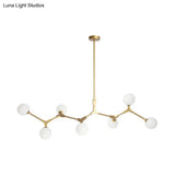 Modern Nordic Style Opal Glass Branch Hanging Lamp With Gold Chandelier Light - 5/6/7 Lights