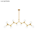 Modern Nordic Style Opal Glass Branch Hanging Lamp With Gold Chandelier Light - 5/6/7 Lights