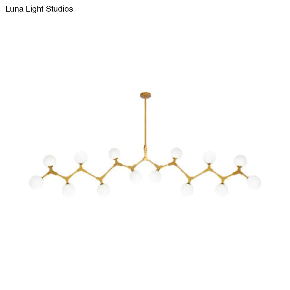 Modern Nordic Style Opal Glass Branch Hanging Lamp With Gold Chandelier Light - 5/6/7 Lights