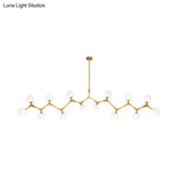 Modern Nordic Style Opal Glass Branch Hanging Lamp With Gold Chandelier Light - 5/6/7 Lights