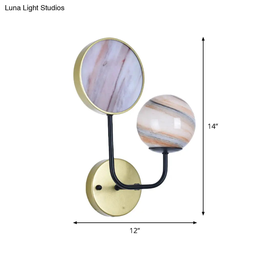 Modern Nordic Style Round Wall Light - Black/Gold Finish Led Moon Glass Lamp