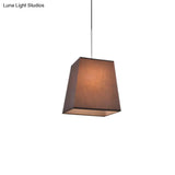 Modern Nordic Style Trapezoid Fabric Pendant Lamp - 1 Light White/Black/Coffee 8’/11’ Wide