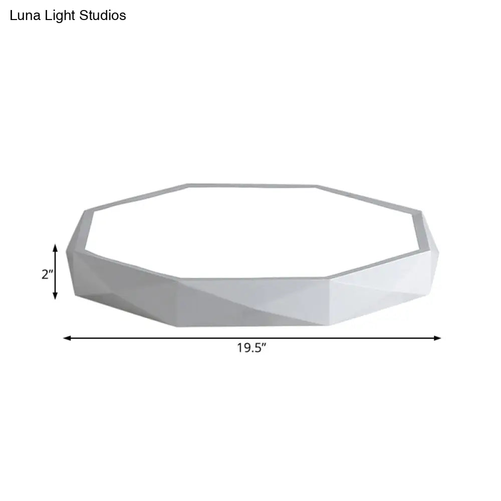 Modern Octagon Metal Led Flush Mount Lamp - 16’/19.5’/23.5’ Wide White Perfect For Living Room