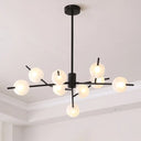 Modern Opal Frosted Glass Ceiling Chandelier Light - Modos Suspension Lamp For Living Room 9 / Black