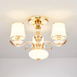 Modern Opal Glass Barrel Chandelier Pendant With Gold Finish And Curving Arm 3 /