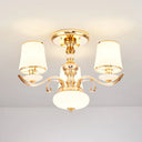 Modern Opal Glass Barrel Chandelier Pendant With Gold Finish And Curving Arm 3 /