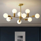 Modern Opal Glass Branch Chandelier With Brass Arm - 6/9/12 Lights Bedroom Hanging Light 9 /