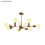 Modern Opal Glass Branch Chandelier With Brass Arm - 6/9/12 Lights Bedroom Hanging Light