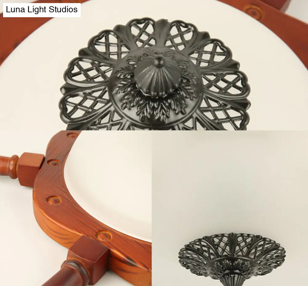 Modern Opal Glass Flush Mount Ceiling Light With Led Brown Finish And Rudder Design - Perfect For
