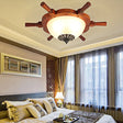 Modern Opal Glass Flush Mount Ceiling Light With Led Brown Finish And Rudder Design - Perfect For