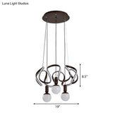 Modern Opal Glass Globe Chandelier Light - 3 Lights Coffee Hanging Design With Abstract Acrylic