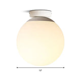 Modern Opal Glass Globe Flush Mount Lamp - 1 Light 6/8/10 Wide White Ceiling Fixture
