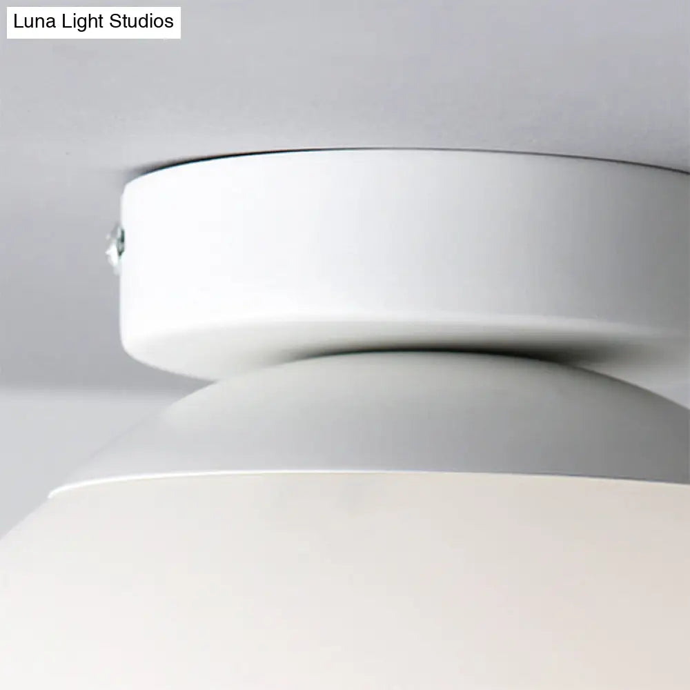 Modern Opal Glass Globe Flush Mount Lamp - 1 Light 6’/8’/10’ Wide White Ceiling Fixture