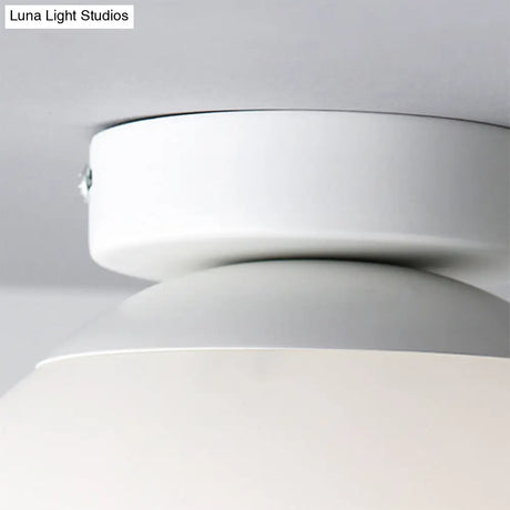 Modern Opal Glass Globe Flush Mount Lamp - 1 Light 6’/8’/10’ Wide White Ceiling Fixture