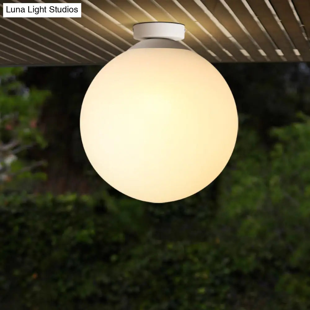 Modern Opal Glass Globe Flush Mount Lamp - 1 Light 6’/8’/10’ Wide White Ceiling Fixture