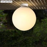 Modern Opal Glass Globe Flush Mount Lamp - 1 Light 6’/8’/10’ Wide White Ceiling Fixture
