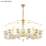 Modern Opal Glass Living Room Drop Lamp With Pear Shade