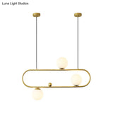 Modern Opal Glass Oblong Chandelier Ceiling/Island Light Fixture With 3/4 Black/Gold Lights For