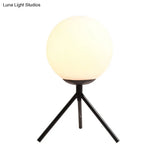 Modern Opal Glass Sphere Desk Lamp With Metal Tripod In Gold/Black