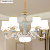 Modern Opaline Glass Pendant Chandelier In Light Blue - Sleek Flared Design With Down Lighting