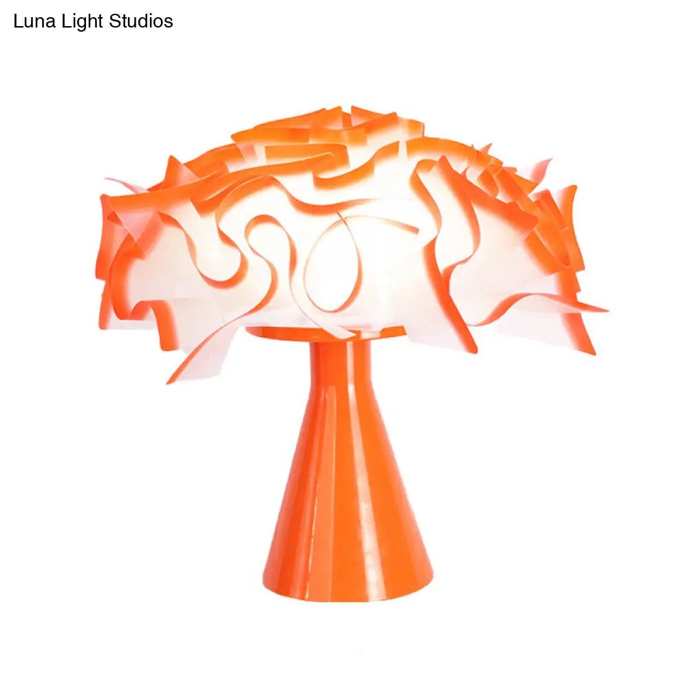 Modern Orange Led Bedroom Table Lamp With Flower Acrylic Shade