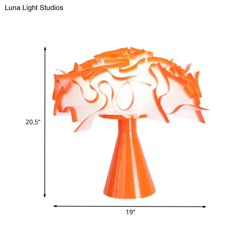 Modern Orange Led Bedroom Table Lamp With Flower Acrylic Shade