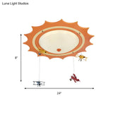 Modern Orange Sun Ceiling Light With Plane Acrylic Flush For Kids’ Bedroom