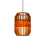 Modern Orb Bamboo Pendant Light - 1-Light Beige Suspended Fixture For Dining Table / H