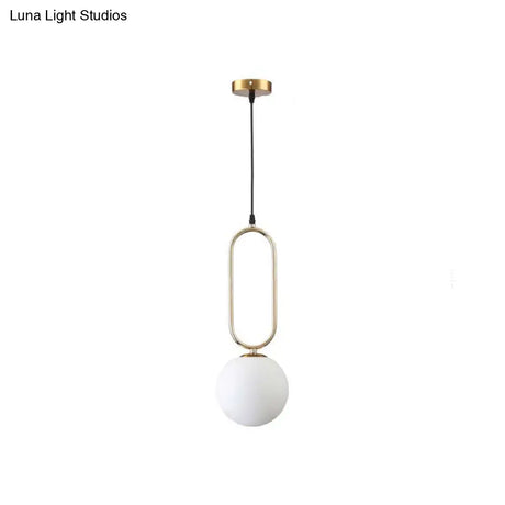 Modern Orb Milk Glass Pendant Light With Gold Finish - Ideal For Living Room