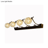 Modern Orbit Wall Sconce With Clear Crystal & 3/4 Lights In Black Finish Warm/White Vanity Mirror