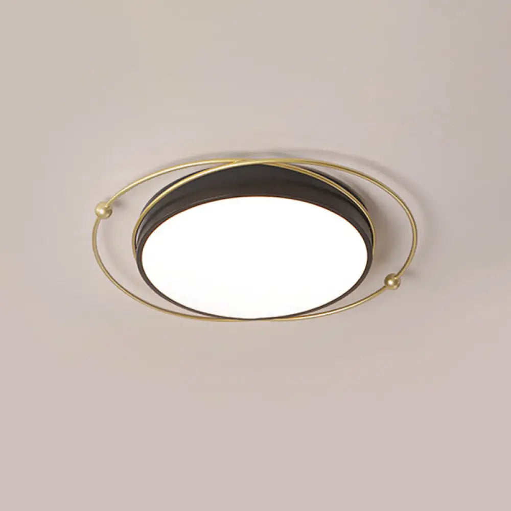 Modern Orbital Metal Flush Mount Led Ceiling Light In Black-Gold Warm/White - 16/19.5 Wide