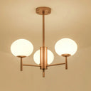 Modern Oval Cream Glass Living Room Ceiling Chandelier 3 / Gold