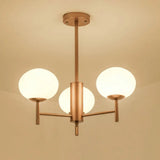Modern Oval Cream Glass Living Room Ceiling Chandelier 3 / Gold