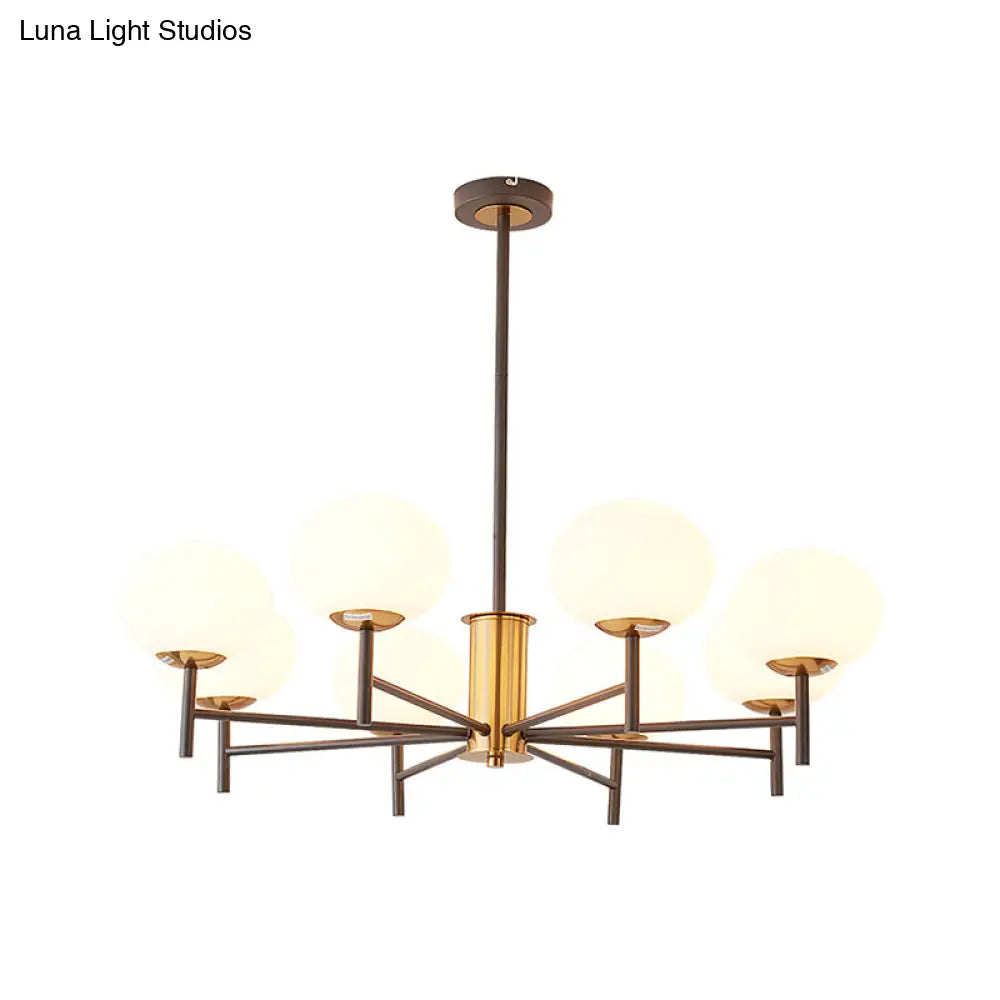 Modern Oval Cream Glass Living Room Ceiling Chandelier