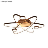Modern Oval Flush Ceiling Lamp With Led Acrylic White/Coffee Finish In Warm Light -