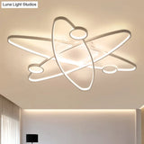 Modern Oval Flush Ceiling Lamp With Led Acrylic White/Coffee Finish In Warm Light -