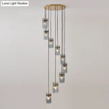 Modern Oval Panel Pendant Light Fixture For Glass Staircase
