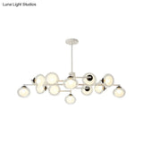 Modern Oval Shade Island Light - 8/12 Lights Glass Suspension In Black/White