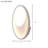 Modern Oval Wall Sconce Light - Acrylic White/Black Led Lamp For Bedroom Warm/White
