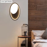 Modern Oval Wall Sconce Light - Acrylic White/Black Led Lamp For Bedroom Warm/White