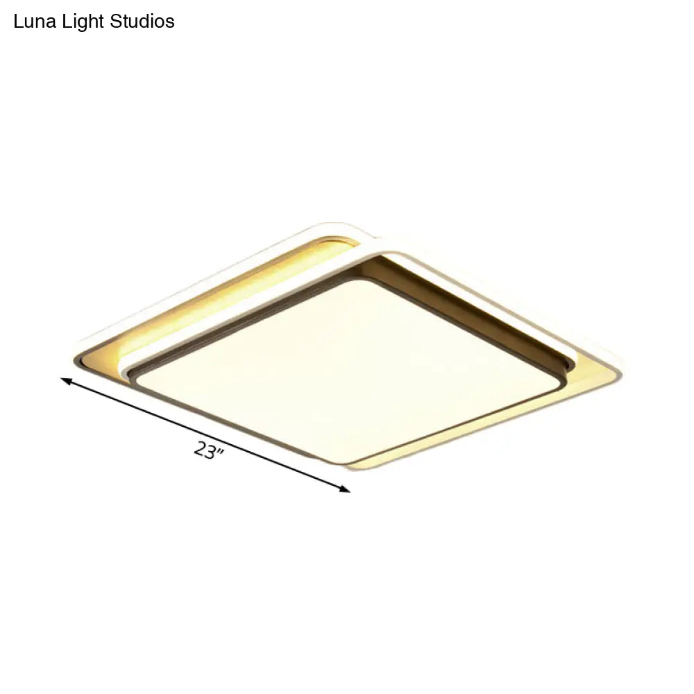 Modern Overlapping Square Flush Ceiling Light - Metal Led Black Mount Fixture White/Warm