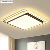 Modern Overlapping Square Flush Ceiling Light - Metal Led Black Mount Fixture White/Warm
