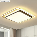 Modern Overlapping Square Flush Ceiling Light - Metal Led Black Mount Fixture White/Warm